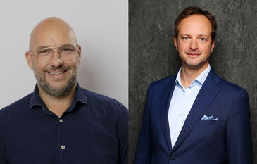 Jens Gustenhoven, Vertriebsvorstand der Entgelt und Rente AG, gemeinsam mit  David Ender, Vorstandsmitglied bei der TROPPER DATA SERVICE AG